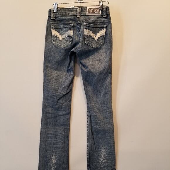 Virgin Only Distressed Blue Jeans Low Rise Size 3 - Picture 3 of 16